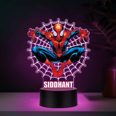 Personalized SpiderMan369 UV Print 7-Color 3D Illusion Night Light – Custom Name Lamp Marvel Superhero Gift for Boys
